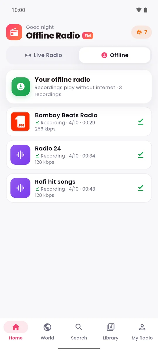 Offline recordings